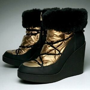 JESSICA SIMPSON Myina Wedge Fur Booties Women's Size 11